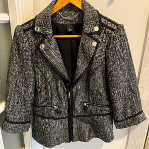 White House Black Market Textured Blazer with Black Accents